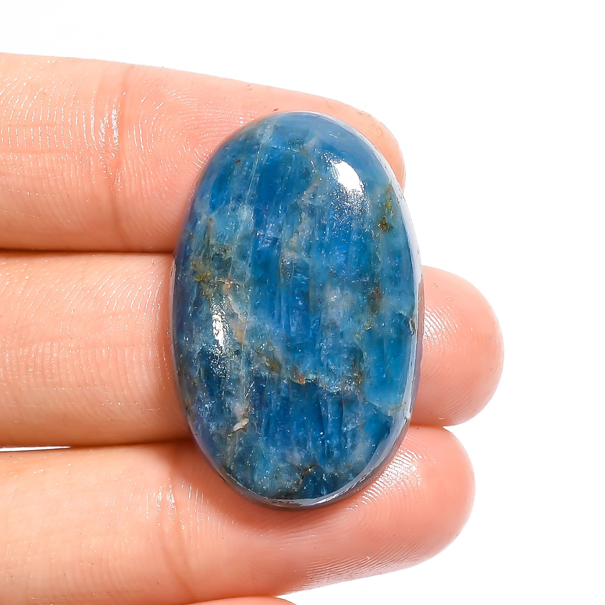 Apatite Cabochon 37 Cts MX-4871 Natural Neon Blue Apatite Charming~ Apatite Gemstone Oval Shape Handmade Apatite Loose For Jewelry