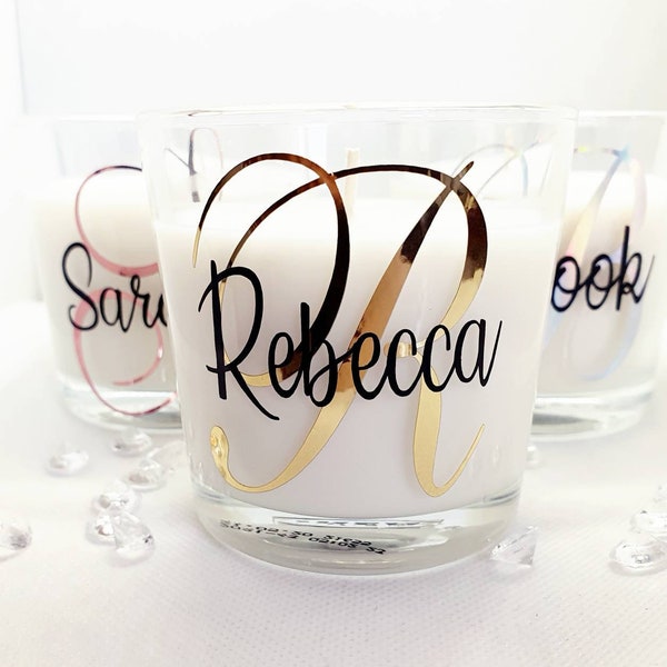 Personalised Initial Vanilla Scented Candle, Rose Gold, Silver, Iridescent, Gold, Cherry Fragrance Birthday, Bridesmaid, Home, Gift For Her