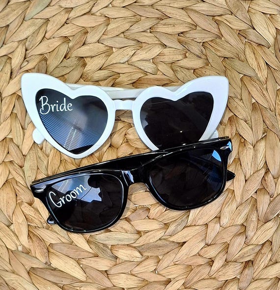 Bride and Groom Sunglasses: Heart & Square Wedding Photo  display picture 2