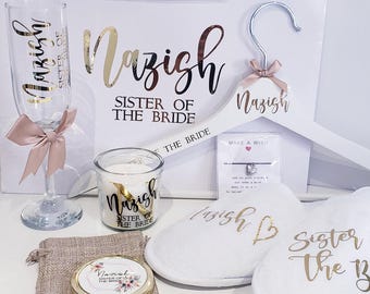 Bridesmaid Gift Bundle, Personalised Wedding Set | Bridal Robe, Mirror | Bridesmaid Proposal Box | Maid of Honour| Bride To Be