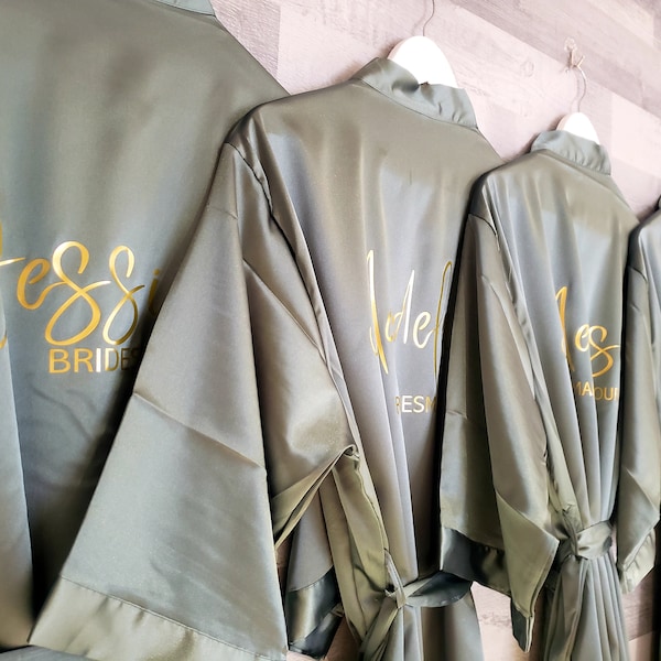 Luxury Personalised Bridal Robes, Bride To Be, Bridesmaid Gifts, Keepsake Present, Customised Satin Silk Dressing Gown, Wedding Day Gift