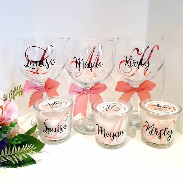 Personalised Balloon Gin Glass and Candle Set, Large 645ml Glass, Birthday/Bridesmaid Gift, Vanilla Scented Candle, Present, Wedding