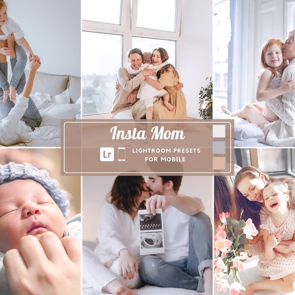 3 Bright Lightroom Mobile Presets, Mom lightroom presets, mom Instagram filters, baby presets lightroom, newborn presets, white feed