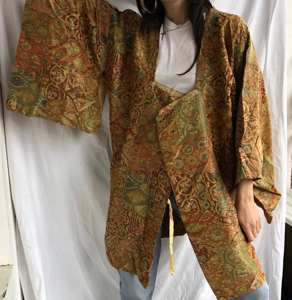 Vintage Japanese Kimono , Silk Kimono Robe , Japan