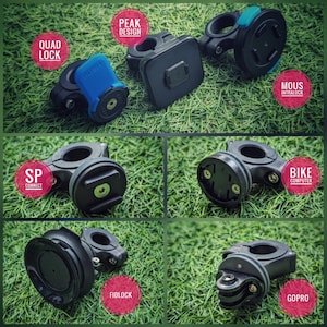 Bar Clamp for Quadlock / Peak Design / Mous Intralock / SP Connect  / SPC+ / Fidlock / Bike Computers / GoPro heads