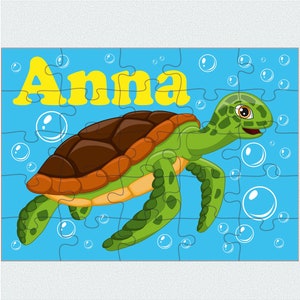 Sea turtle puzzle, Personalized puzzle for kids, Turtle birthday party favor, Custom jigsaw kids puzzle, Children name puzzle, Busy puzzle