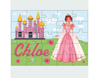 Personalized princess puzzle for girls, Kids puzzle with name, Castle jigsaw kids puzzle, Child personalized gift, Princess birthday gift