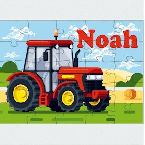 Personalized puzzle for kids, Tractor puzzle for boys, Transport puzzle, Farm kids puzzle with name, Unique child jigsaw puzzle, Tractor toy