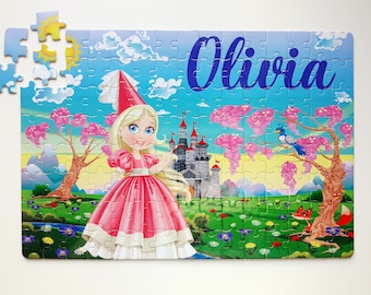 Personalized kids princess puzzles, Cute custom princess puzzle, Jigsaw puzzle for baby, Castle puzzle ,Girls name puzzle,Kids birthday gift