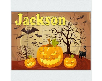 Personalized halloween puzzle for kids, Halloween jigsaw puzzle, Halloween kids gift, Halloween activity for kids, Pumpkin puzzle with name