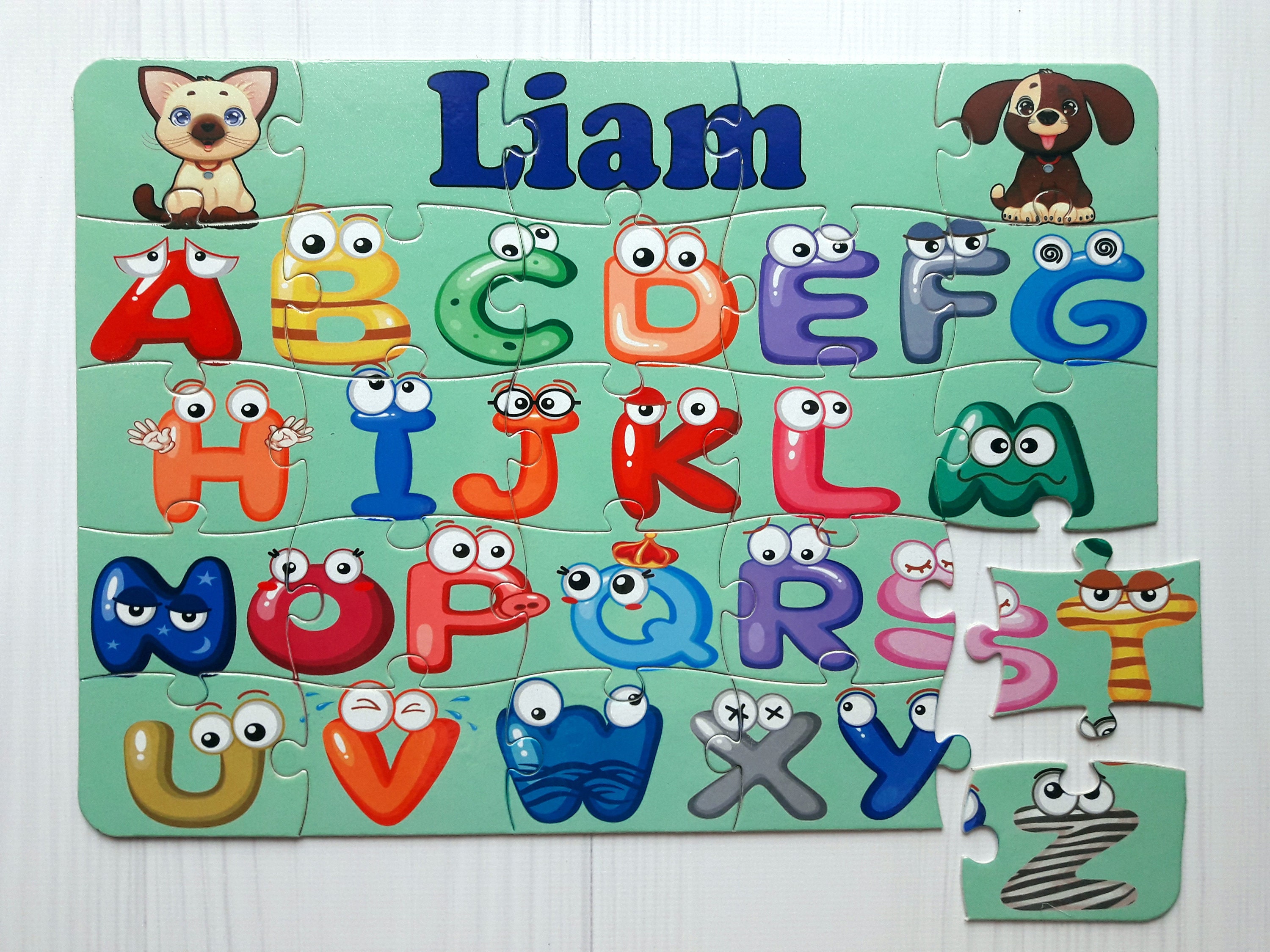 Personalized kids alphabet puzzle ABC puzzle Alphabet jigsaw  Etsy