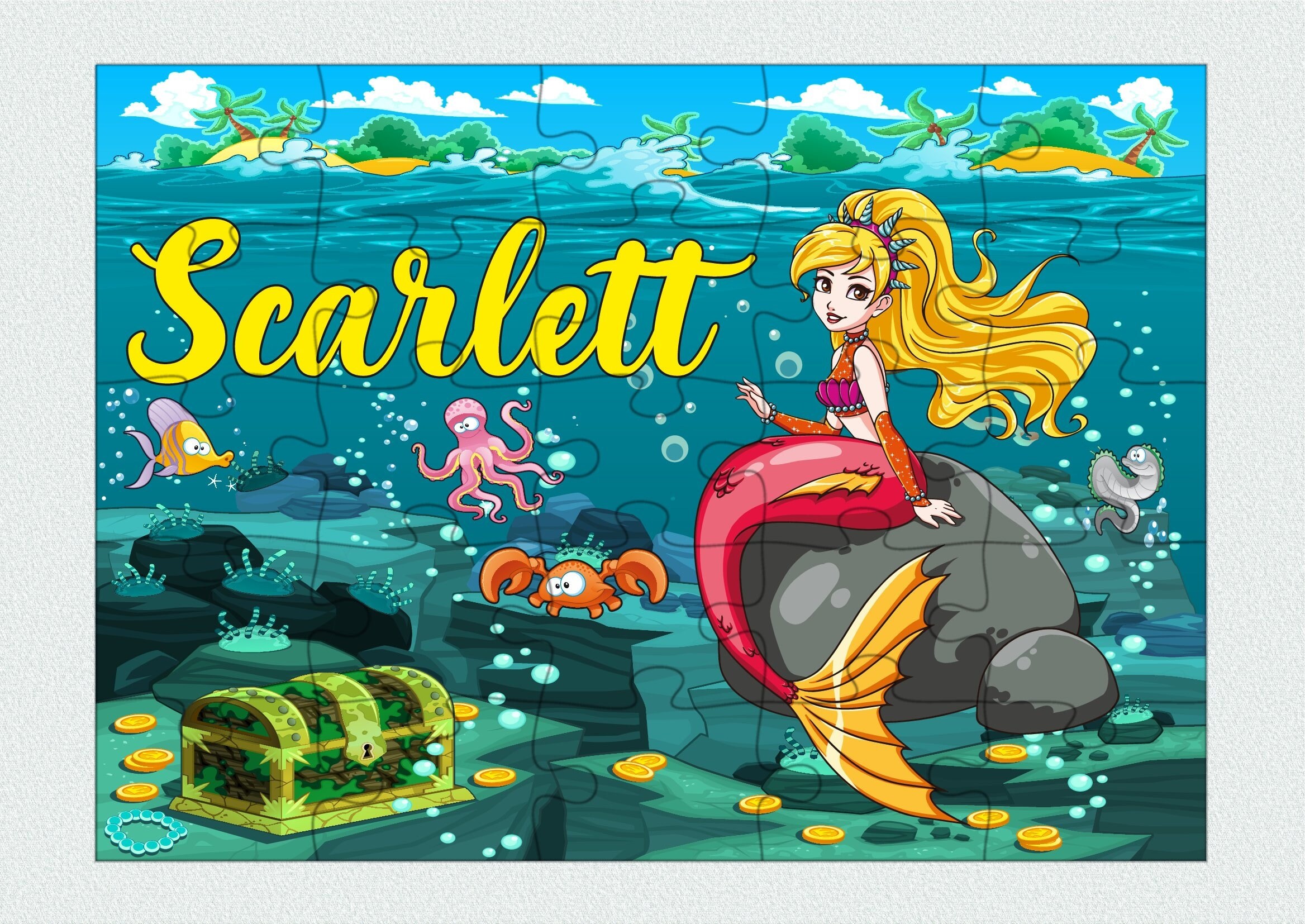 Personalized puzzle for kids Mermaid puzzle Custom children | Etsy