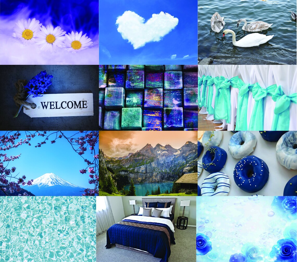 80 Pcs Blue Collage Kit, Blue Aesthetic Photo Collage Kit, Blue Dorm ...