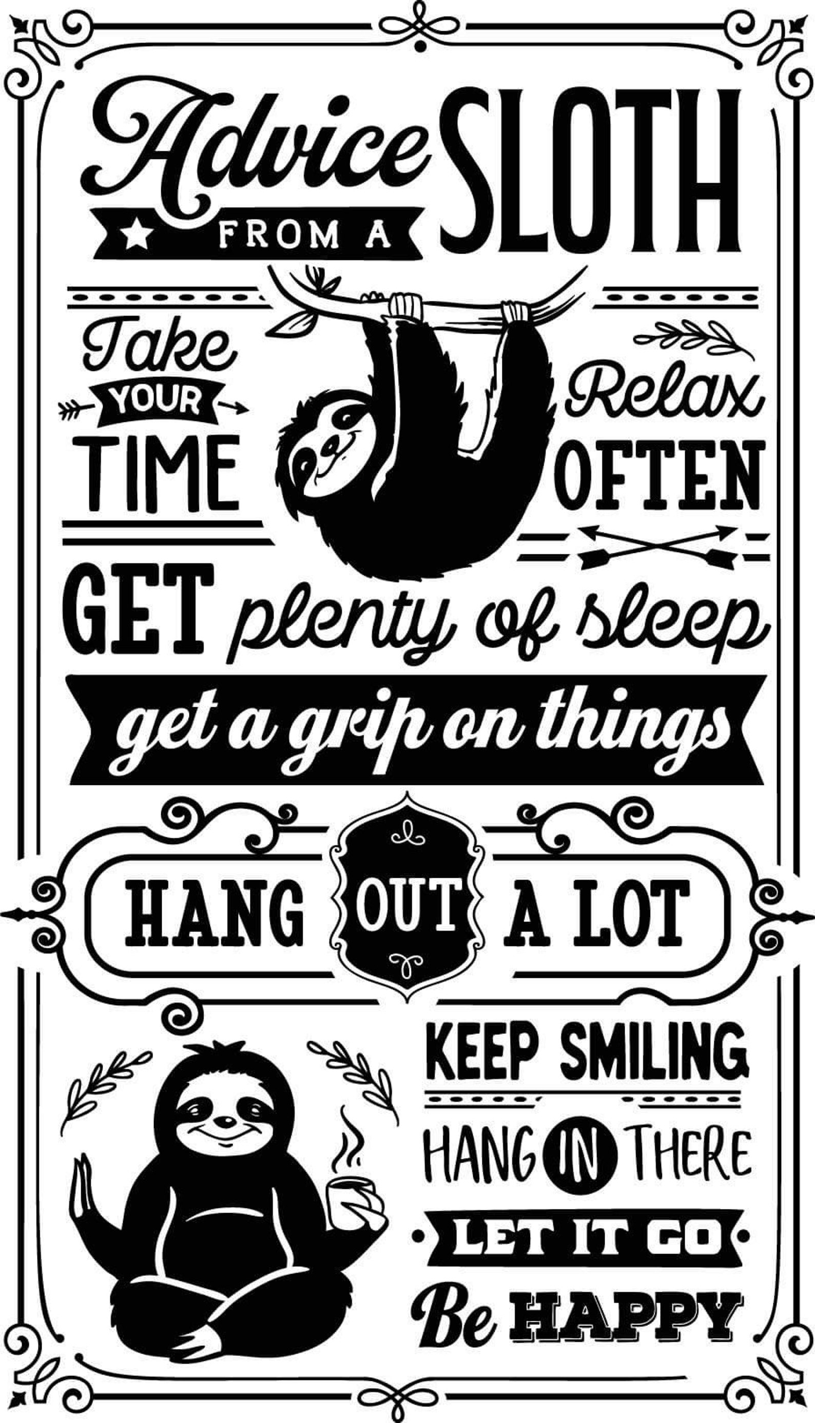 Advice from Sloth Decal living room decor family wall decal | Etsy