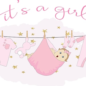 It&#39;s a girl download, it&#39;s a girl png, it&#39;s a girl clipart, baby girl clipart, baby girl shower clipart , baby girl sublimation, download