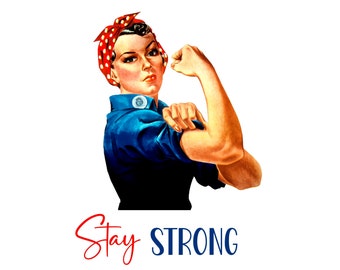Bleib stark Clipart, Rosie Riveter Clipart, Woman Power, Empowerment Clipart, Bleib Stark Digitaler Download, sofort Download, Frau Clipart