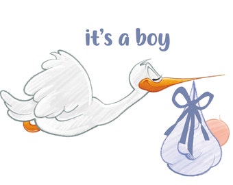 It's a boy download, it's a boy png, it's a boy clipart, baby and stork clipart, baby boy shower clipart , baby boy announcement