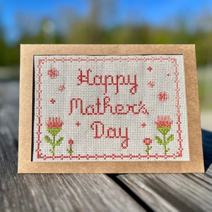 PATRÓN: Tarjeta Día de la Madre / Patrón Punto de Cruz (Formato Digital - PDF) Regalo, Especial, Hecho a Mano, DIY, Fácil de Hacer, Artesanal