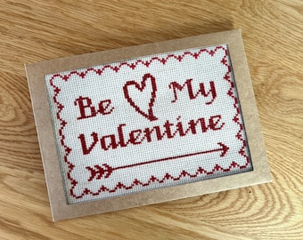 PATTERN: Be My Valentine Card | Cross Stitch Pattern (Digital Format - PDF) Gift, Special, Handmade, DIY, Easy To Make, Handcrafted, Heart