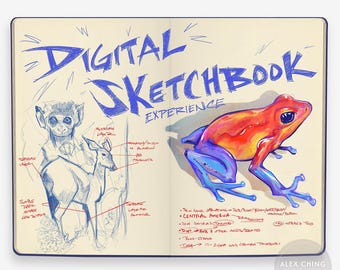Digital skissbok för Procreate och Photoshop, skissbokmockup för skrivande, skissande, teckning och målning