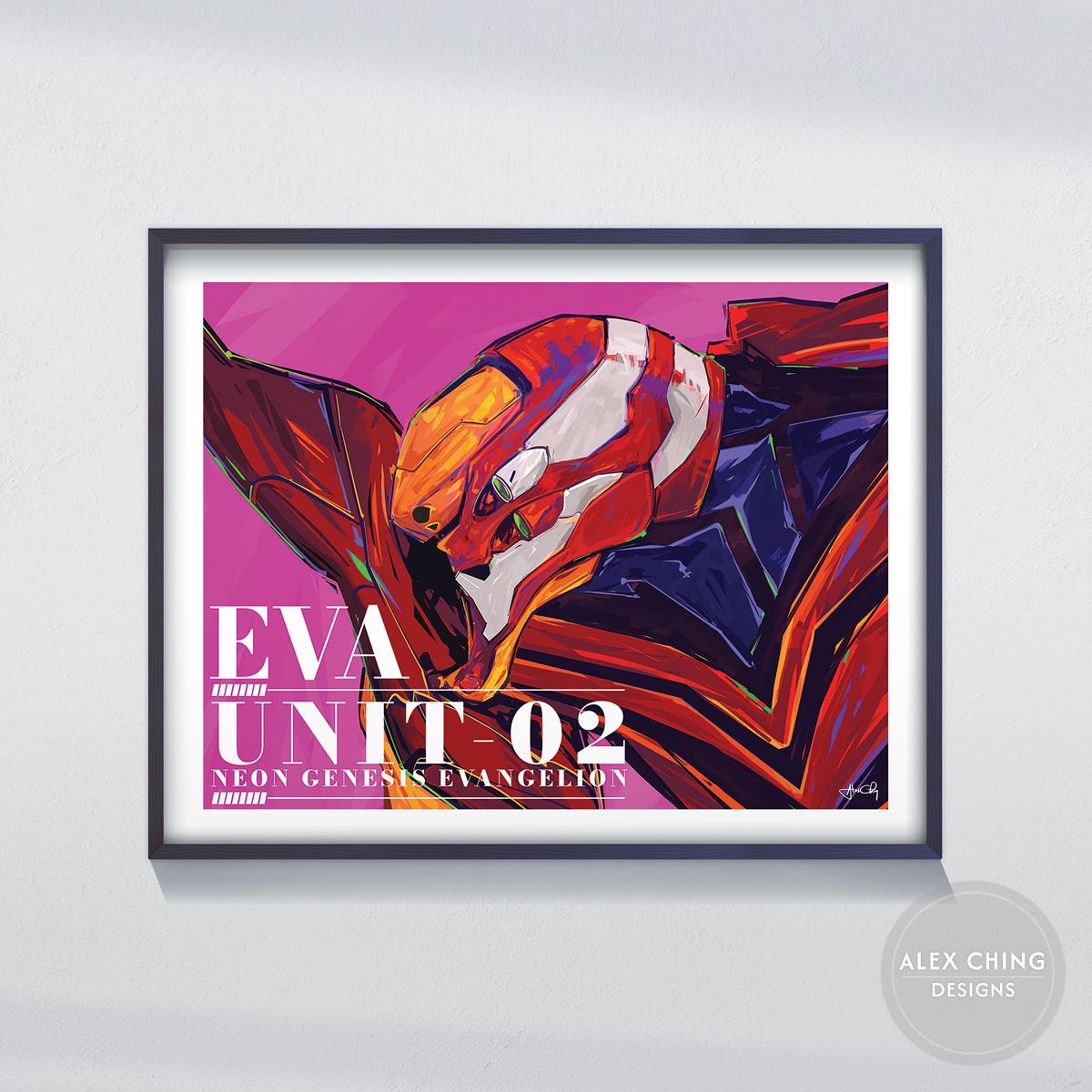 Neon Genesis Evangelion, Eva Unit-02, Mecha, 90s Anime, Digital