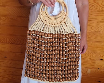 Straw Bag, Bead Bag, Gift For Women, Design Bag, Gift For Christmas, Beach Bag, Summer Bag, Macrame Bag