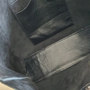 Black Leather Tote Bag, Leather Bag, Handmade Leather Bag, Leather Bag ...