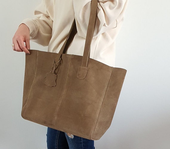 Mink Suede Tote Bag Soft Suede Bag Lightweight Everyday 