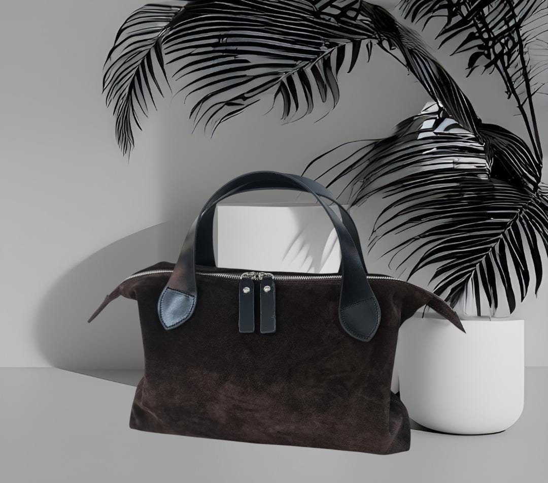Dark Brown Suede Bag - Etsy