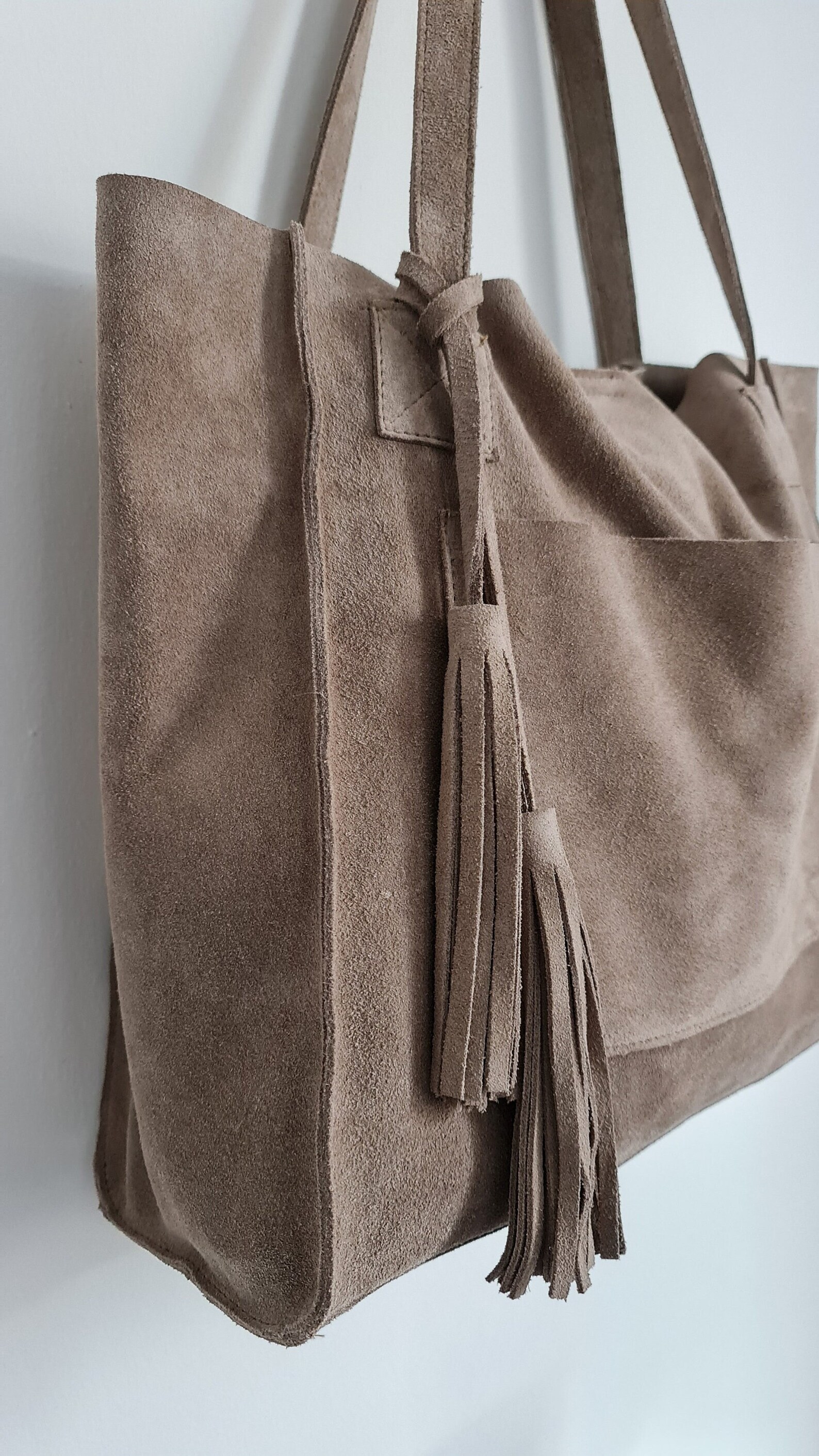 Suede Shoulder Bag Leather Tassel Tote Bag Backpack Leather Etsy