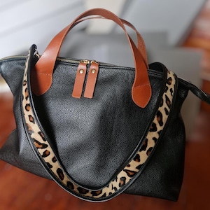 Handmade Black Pebbled Leather Tote Bag: Everyday Shoulder Bag