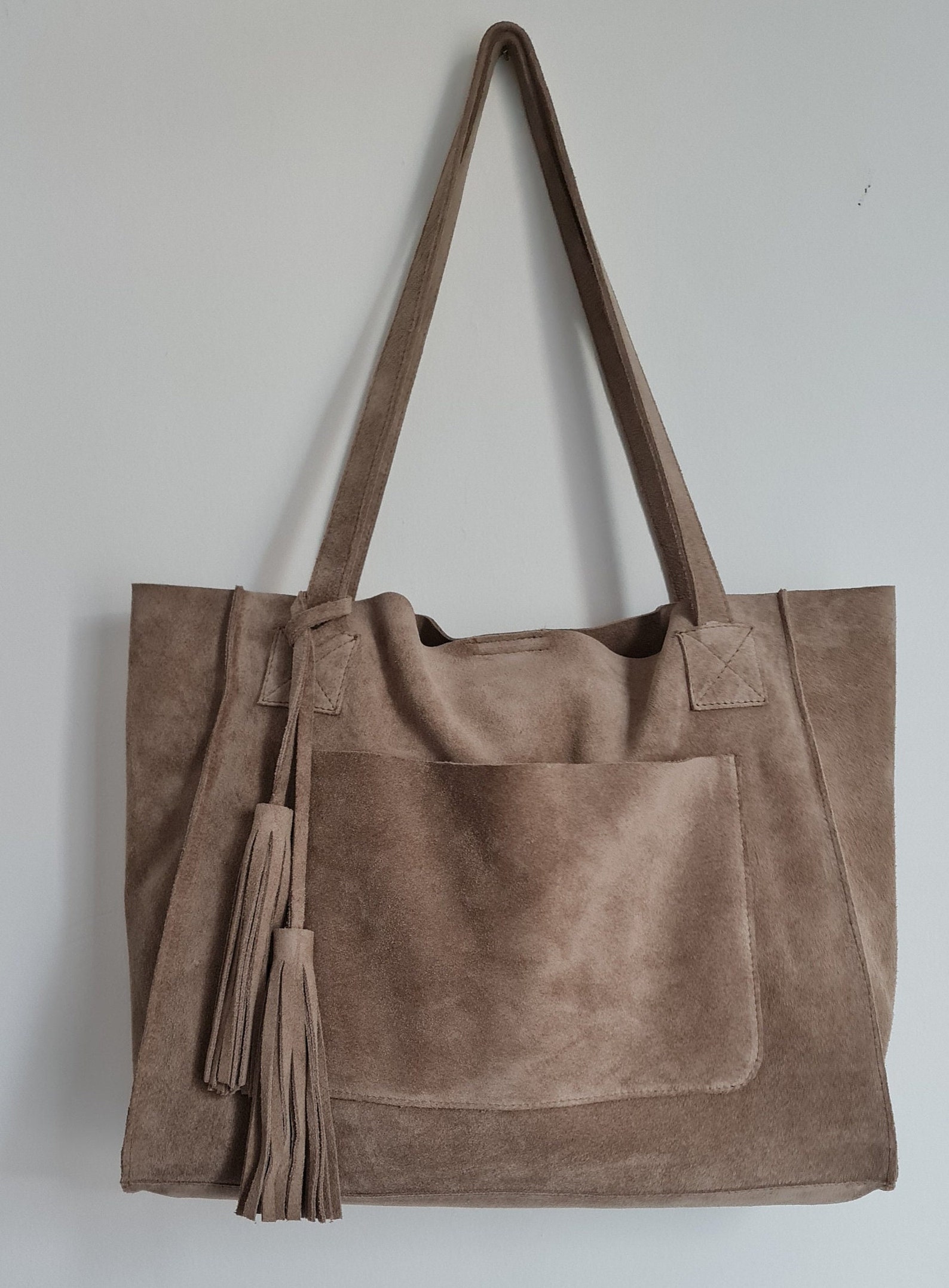 Suede Shoulder Bag Leather Tassel Tote Bag Backpack Leather Etsy