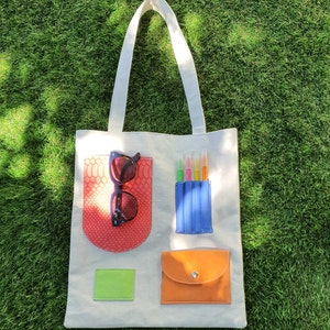 Canvas Tote Bag, Cotton Bag, School Bag, Woman Bag, Leather Bag, Birthday Gift, Laptop Purse, Design Bag, Art Bag image 5