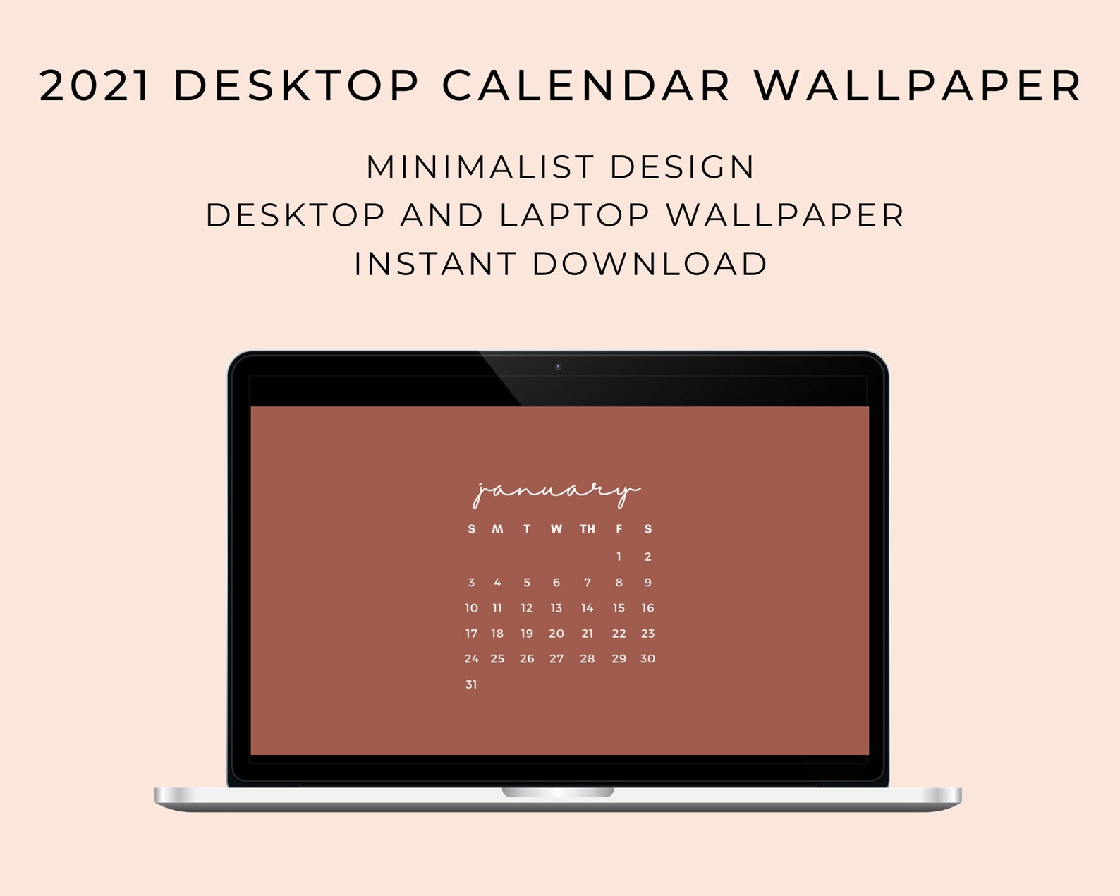 2021 Minimalist Desktop Wallpaper Calendar Laptop Wallpaper Etsy