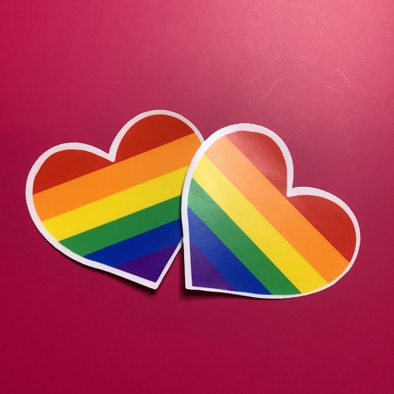 pride flag heart sticker pride flag pride sticker pride etsy