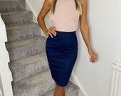 Indigo Denim Pencil Skirt