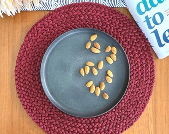Burgundy Round Placemats: Hand Woven Sisal Fiber, Heat Resistant (14 inch), Table Linens, Table Set, Wicker Placemats
