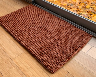 Entryway Sisal Rug,Handwoven Copper Colorl Doormat: Braided Boho Entryway Rug, Fall Doormat, Housewarming Gift, Bedside Mat, Indoor Rug