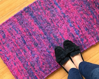 Entryway Rug Indoor Outdoor Door Mat, Colorful Raspberry Shades Small Rug, Front Accent Rug, HandWoven Boho Decor Sisal Doormat IndieArt