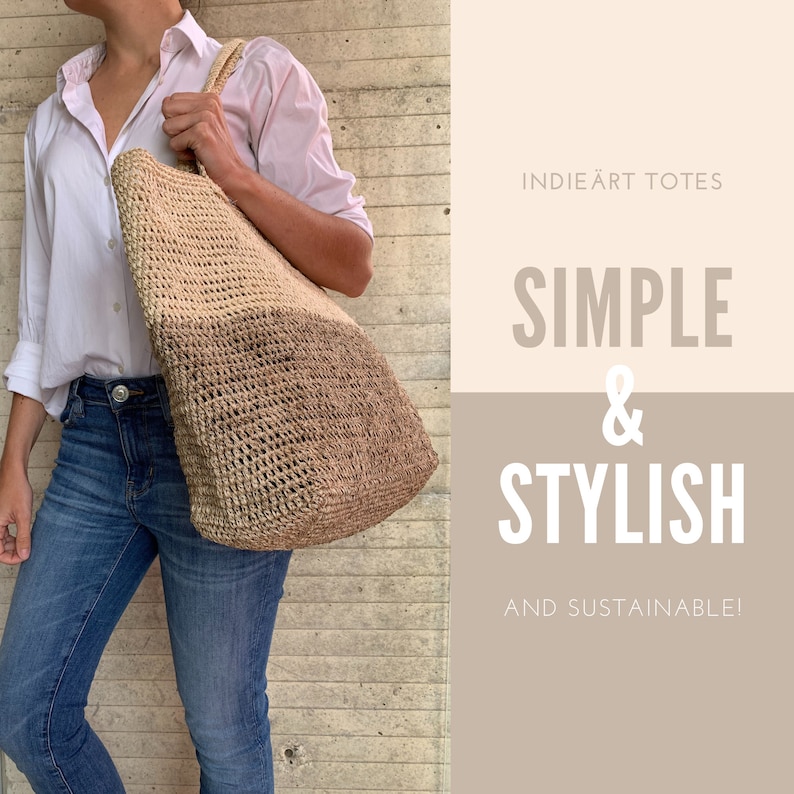 Sisal Tote Large Bag, Colorful Beige and Natural, Hand Woven market bag, beach bag, cute handmade tote bag, Summer Accessory IndieArt immagine 2