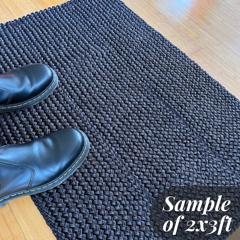 2x3 black sisal rug