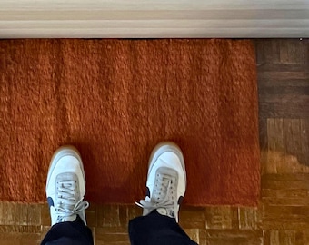 Hand Woven Copper Sisal Rug, Terracotta Indoor Doormat, Entryway Rug, Welcome Mat, Front Doormat, Accent Rug