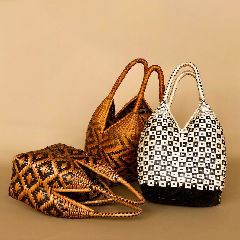 Wicker Basket, decorative basket bin, Colombian small purse 4 tetas small hand bag, Summer Decor, Rustic Decor IndieArt image 1