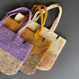 Sisal Tote Large Bag, Colorful Beige and Natural, Hand Woven market bag, beach bag, cute handmade tote bag, Summer Accessory IndieArt immagine 9