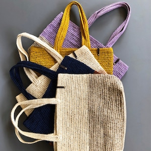 Sisal Tote Large Bag, Colorful Beige and Natural, Hand Woven market bag, beach bag, cute handmade tote bag, Summer Accessory IndieArt immagine 5