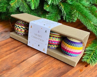 Christmas Ornaments Gift, Made of Natural Fibers, Decorative Ornaments, Christmas Tree Balls, Set of 4