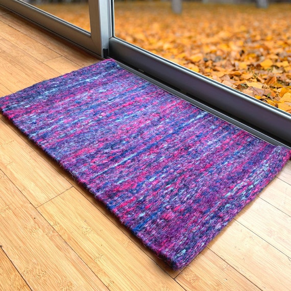 Entryway Rug Indoor Door Mat, Natural Fiber Accent Rug, Colorful Blue Berry  Small Rug, Hand Woven Boho Premium Sisal Doormat, Indieart 