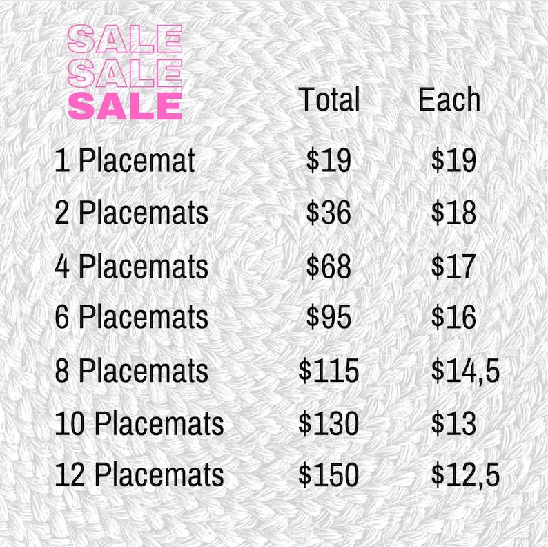 natural placemats sale