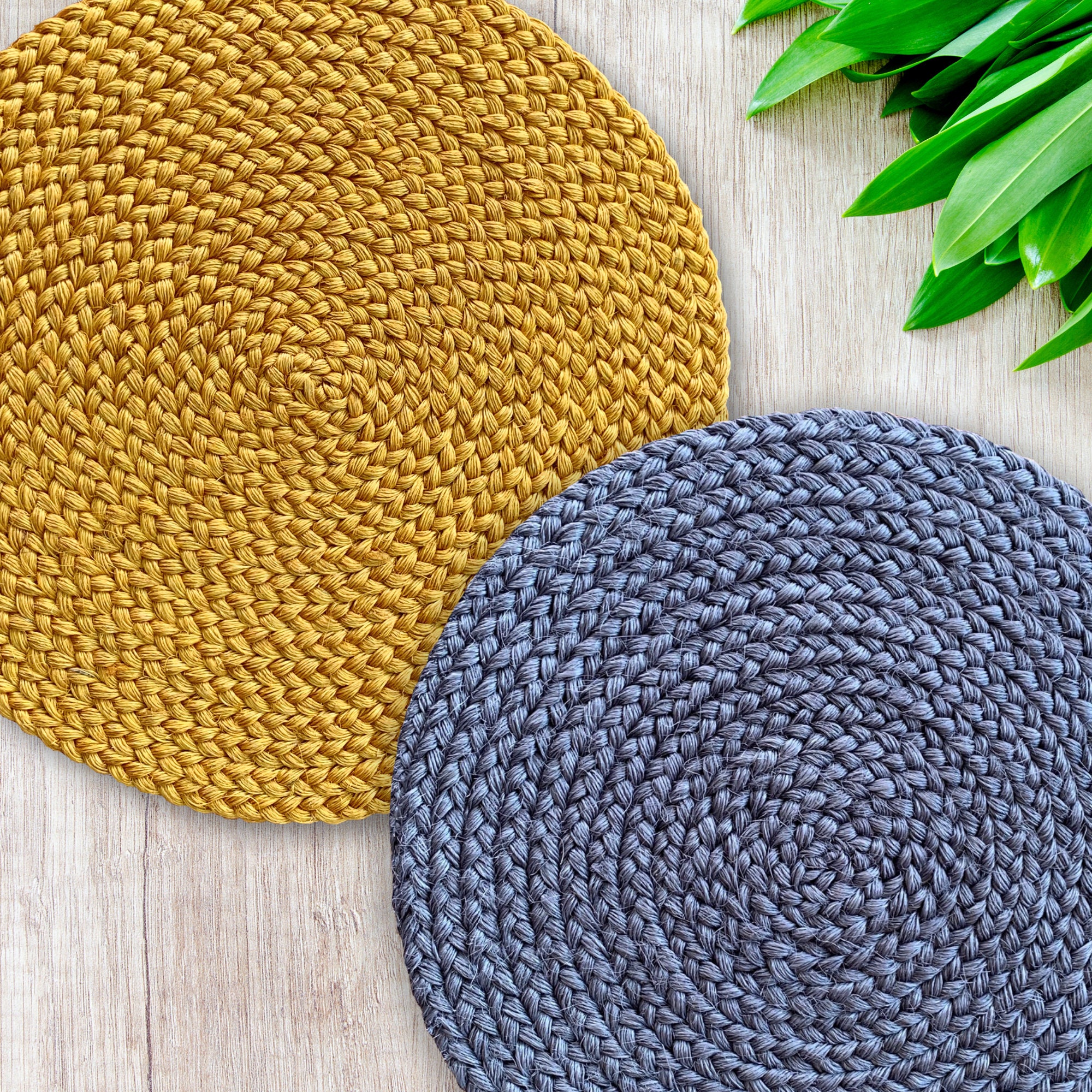 Round Natural Placemats Set for Dining Table Hand Braided Etsy
