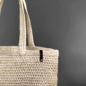 Sisal Tote Large Bag, Colorful Beige and Natural, Hand Woven market bag, beach bag, cute handmade tote bag, Summer Accessory IndieArt immagine 6